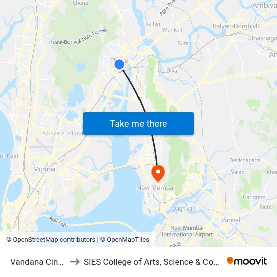 Vandana Cinema to SIES College of Arts, Science & Commerce map