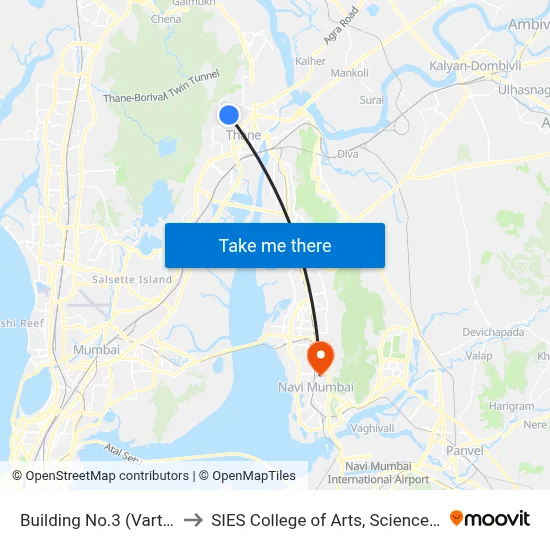 Building No.3 (Vartak Nagar) to SIES College of Arts, Science & Commerce map