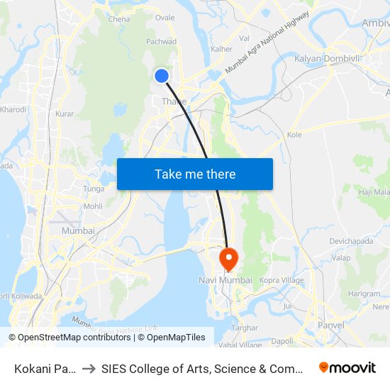 Kokani Pada to SIES College of Arts, Science & Commerce map