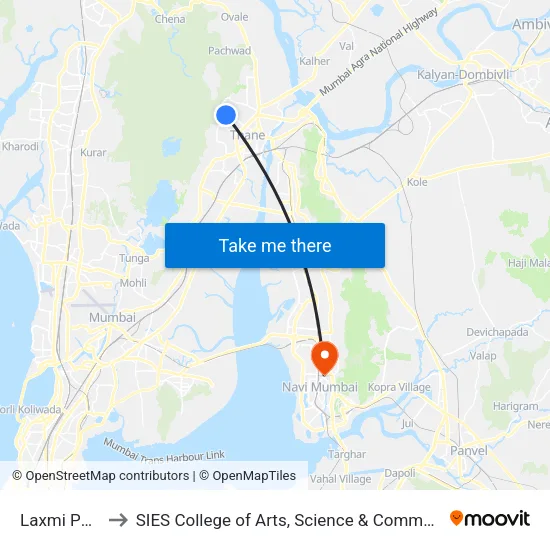 Laxmi Park to SIES College of Arts, Science & Commerce map