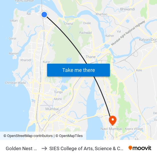 Golden Nest Circle to SIES College of Arts, Science & Commerce map