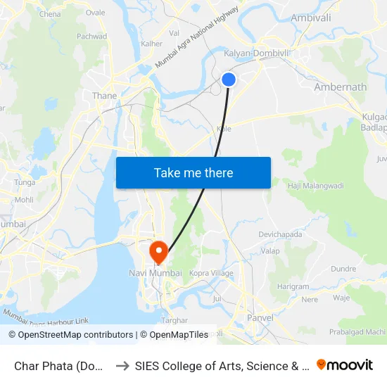 Char Phata (Dombivali) to SIES College of Arts, Science & Commerce map