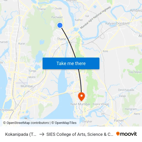 Kokanipada (Thane) to SIES College of Arts, Science & Commerce map