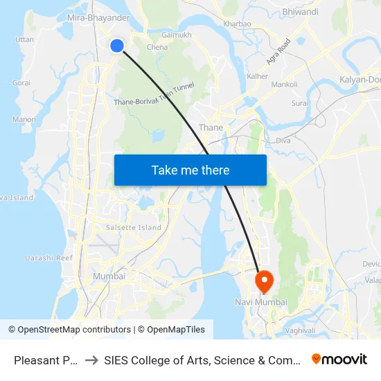 Pleasant Park to SIES College of Arts, Science & Commerce map