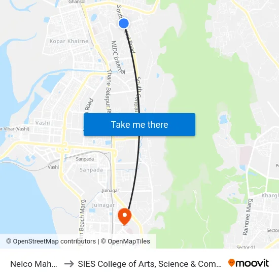 Nelco Mahape to SIES College of Arts, Science & Commerce map