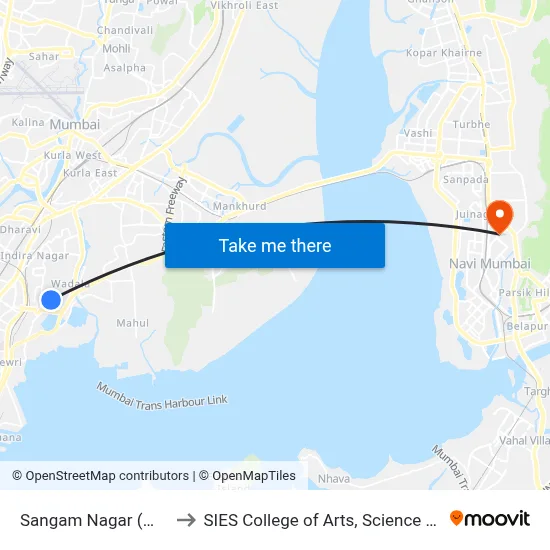 Sangam Nagar (Wadala-E) to SIES College of Arts, Science & Commerce map