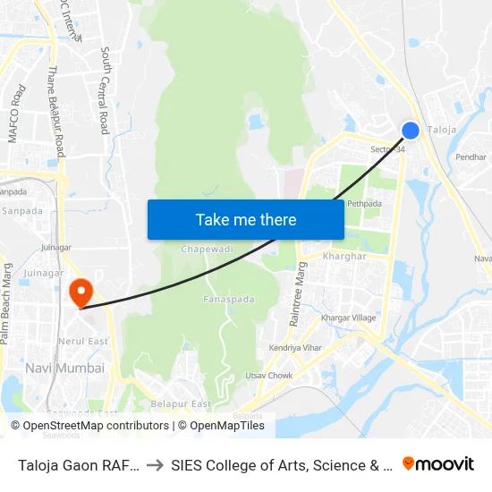 Taloja Gaon RAF Camp to SIES College of Arts, Science & Commerce map