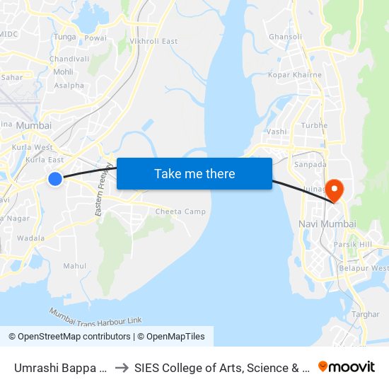 Umrashi Bappa Chowk to SIES College of Arts, Science & Commerce map