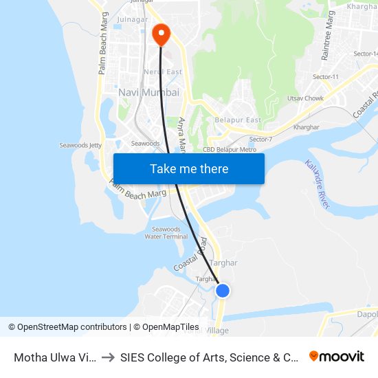 Motha Ulwa Village to SIES College of Arts, Science & Commerce map