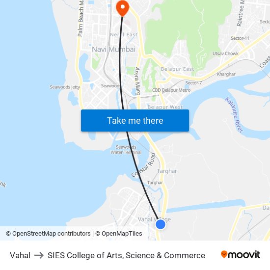 Vahal to SIES College of Arts, Science & Commerce map