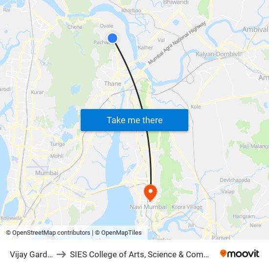 Vijay Garden to SIES College of Arts, Science & Commerce map