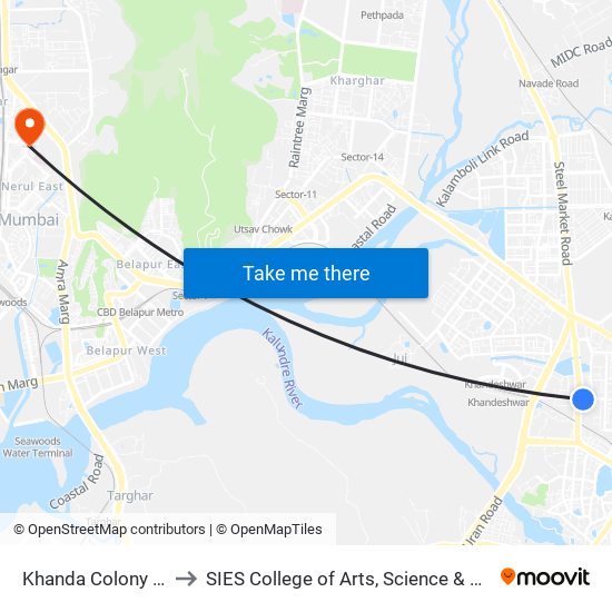 Khanda Colony Signal to SIES College of Arts, Science & Commerce map