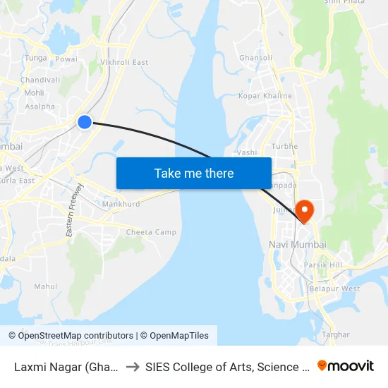 Laxmi Nagar (Ghatkopar-E) to SIES College of Arts, Science & Commerce map