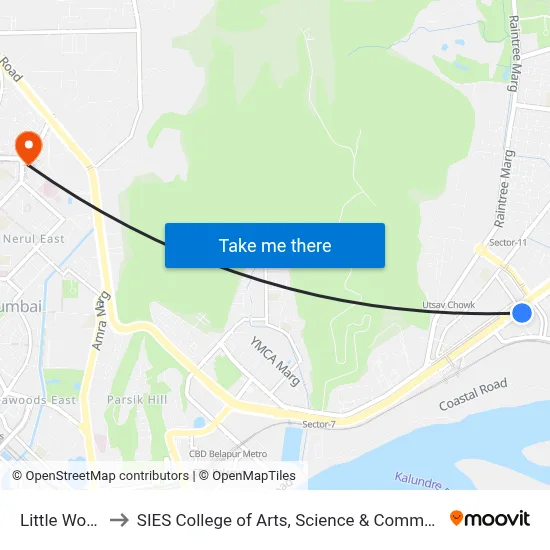 Little World to SIES College of Arts, Science & Commerce map