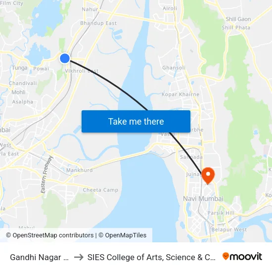 Gandhi Nagar (Jvlr) to SIES College of Arts, Science & Commerce map