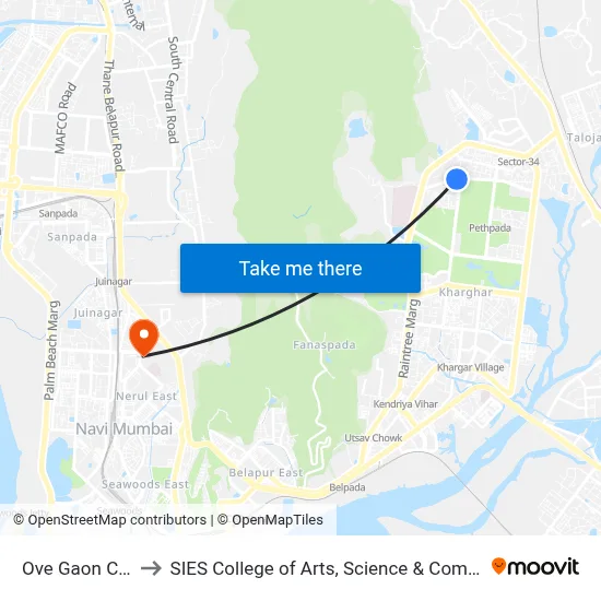 Ove Gaon CISF to SIES College of Arts, Science & Commerce map
