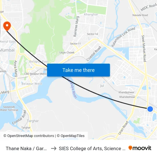 Thane Naka / Garden Hotel to SIES College of Arts, Science & Commerce map