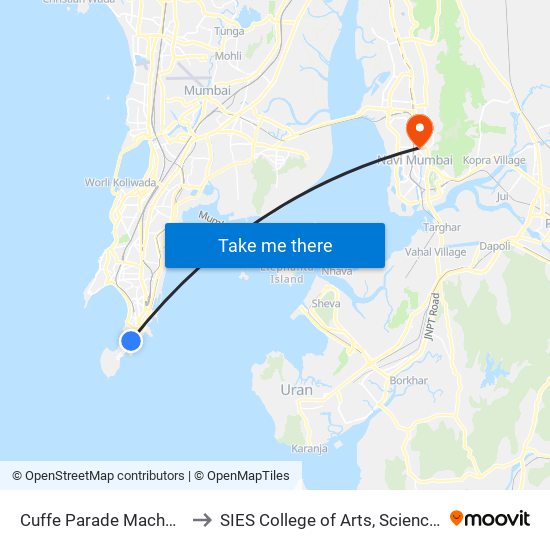 Cuffe Parade Machhimar Nagar to SIES College of Arts, Science & Commerce map