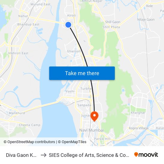 Diva Gaon Kopra to SIES College of Arts, Science & Commerce map