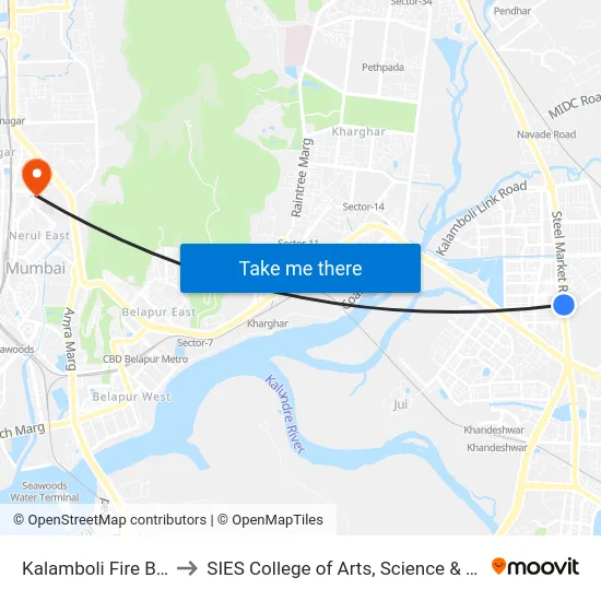Kalamboli Fire Brigade to SIES College of Arts, Science & Commerce map