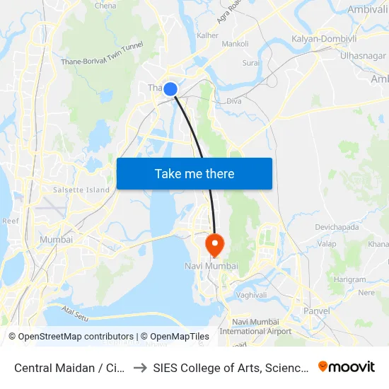 Central Maidan / Civil Hospital to SIES College of Arts, Science & Commerce map