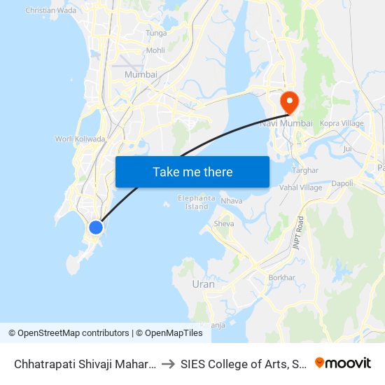 Chhatrapati Shivaji Maharaj Terminus (C.S.M.T.) to SIES College of Arts, Science & Commerce map