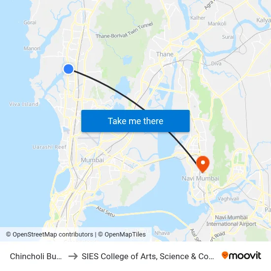 Chincholi Bunder to SIES College of Arts, Science & Commerce map