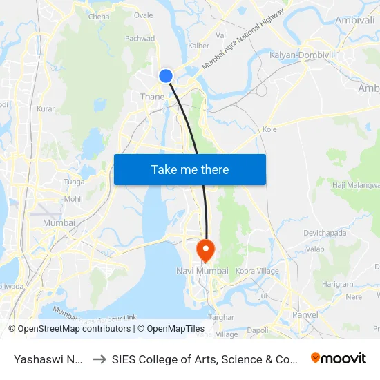 Yashaswi Nagar to SIES College of Arts, Science & Commerce map