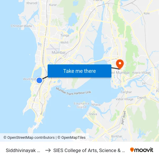 Siddhivinayak Mandir to SIES College of Arts, Science & Commerce map