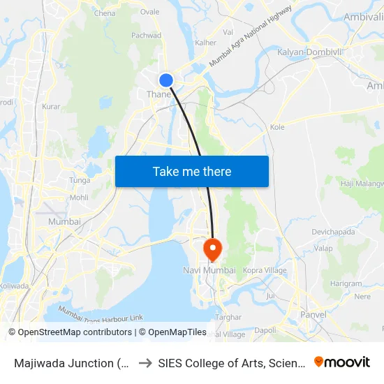 Majiwada Junction (Golden Daiej) to SIES College of Arts, Science & Commerce map