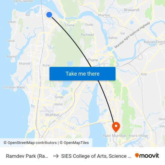 Ramdev Park (Ram Nagar) to SIES College of Arts, Science & Commerce map