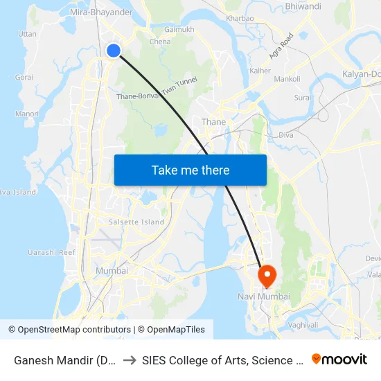 Ganesh Mandir (Dahisar-E) to SIES College of Arts, Science & Commerce map