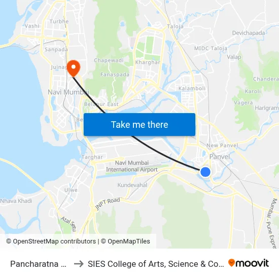 Pancharatna Hotel to SIES College of Arts, Science & Commerce map