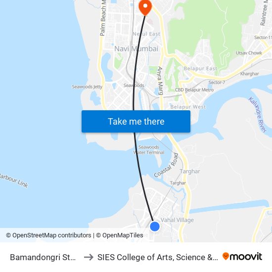 Bamandongri Station (E) to SIES College of Arts, Science & Commerce map