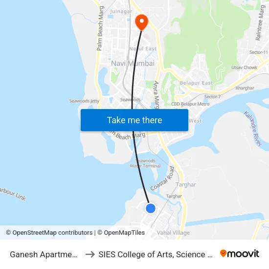Ganesh Apartment (Ulwe) to SIES College of Arts, Science & Commerce map