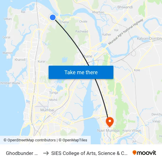 Ghodbunder Depot to SIES College of Arts, Science & Commerce map