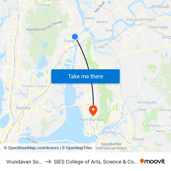 Vrundavan Society to SIES College of Arts, Science & Commerce map