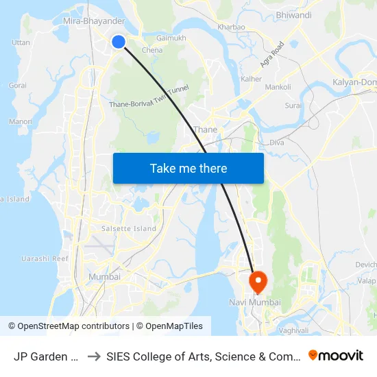 JP Garden City to SIES College of Arts, Science & Commerce map