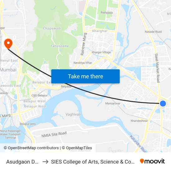 Asudgaon Depot to SIES College of Arts, Science & Commerce map