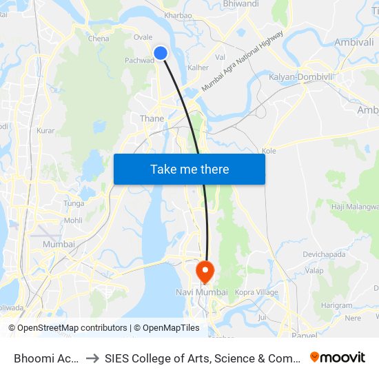 Bhoomi Acres to SIES College of Arts, Science & Commerce map