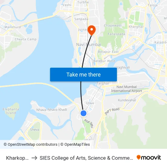 Kharkopar to SIES College of Arts, Science & Commerce map