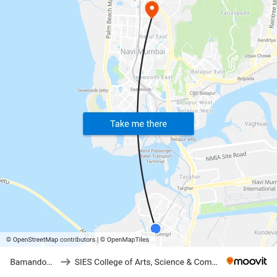 Bamandongri to SIES College of Arts, Science & Commerce map