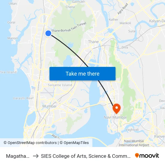 Magathane to SIES College of Arts, Science & Commerce map