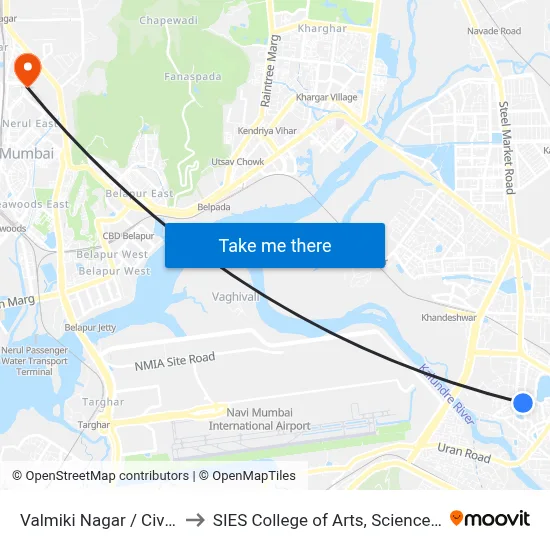 Valmiki Nagar / Civil Hospital to SIES College of Arts, Science & Commerce map