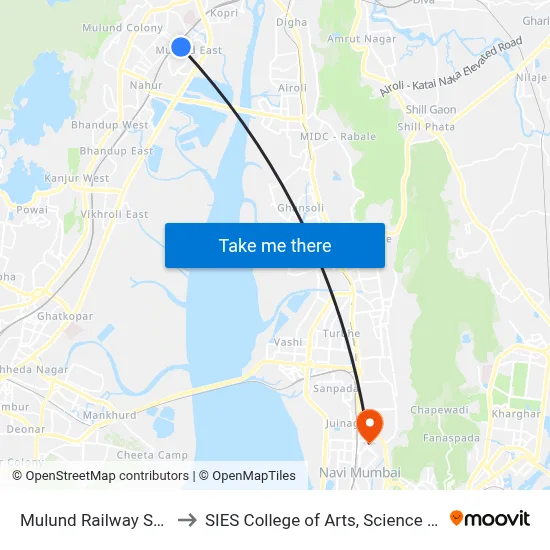 Mulund Railway Station (E) to SIES College of Arts, Science & Commerce map