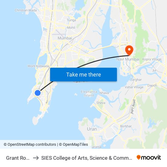 Grant Road to SIES College of Arts, Science & Commerce map