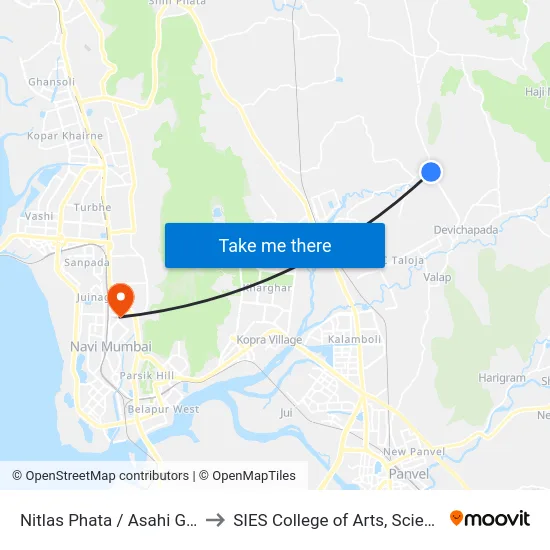 Nitlas Phata / Asahi Glass Company to SIES College of Arts, Science & Commerce map