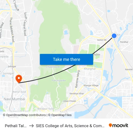 Pethali Taloja to SIES College of Arts, Science & Commerce map