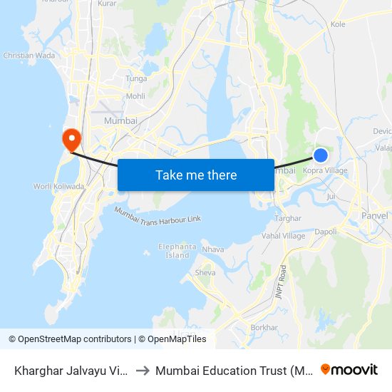 Kharghar Jalvayu Vihar to Mumbai Education Trust (MET) map