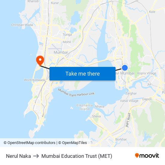 Nerul Naka to Mumbai Education Trust (MET) map